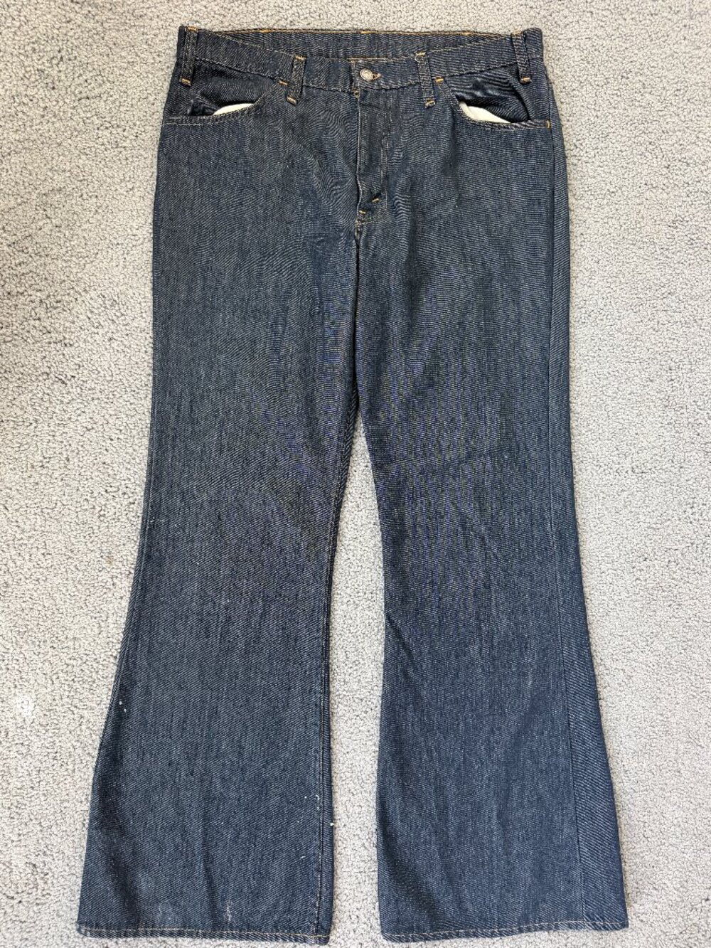 Vtg Authentic 1975 Levis 663 Orange Tab Bell Bottom Jeans Dark Wash Flare USA